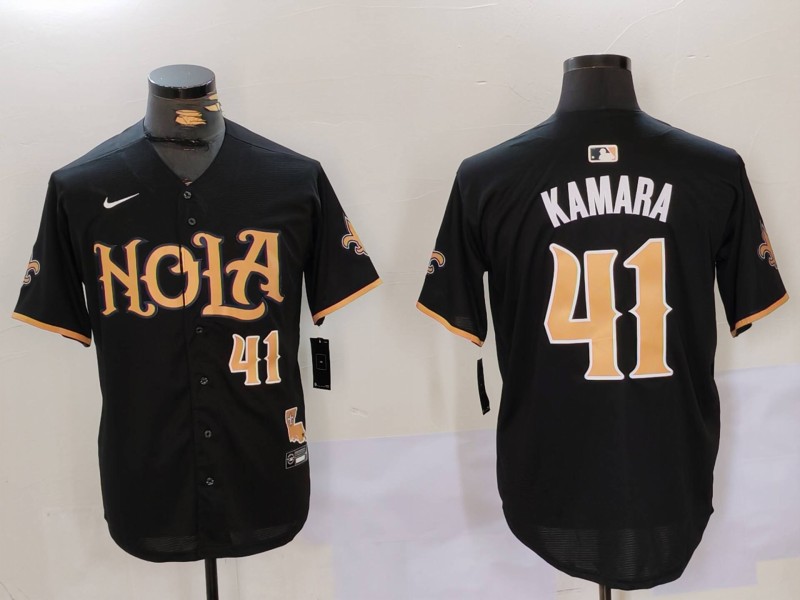 Men New Orleans Saints 41 Kamara Black Second generation Joint Name 2024 Nike Limited NFL Jersey style 1